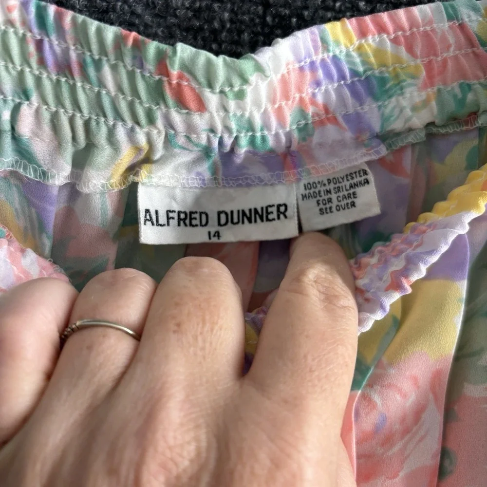 Two Vintage 70-80s Worthington And Alfred Dunner Front Pleated Floral Skirts 14